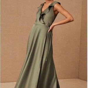 BHLDN Tansy Satin Charmeuse Maxi Dress - Miss Color, Size 8.